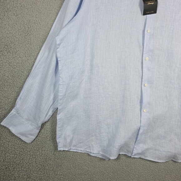 Club Room Shirt Mens Size 2XL Light Blue Luxury Billowing Cloud 100% Linen NWT - Picture 6 of 13